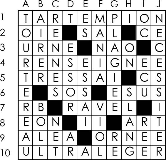 Solutions des mots croisés du précédent numéro