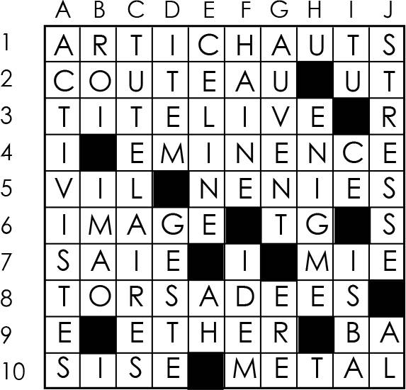 Solutions des mots croisés du précédent numéro