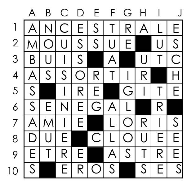 Solutions des mots croisés du précédent numéro