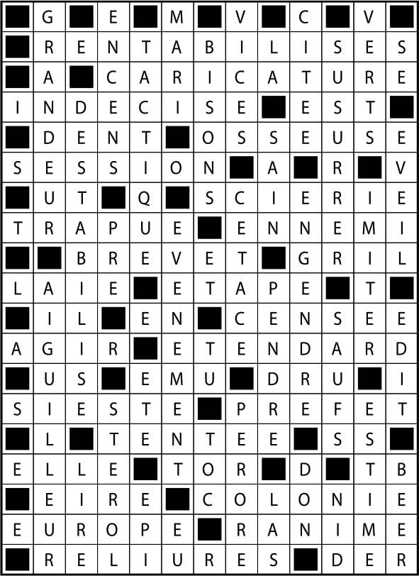 Solutions des mots fléchés du précédent numéro