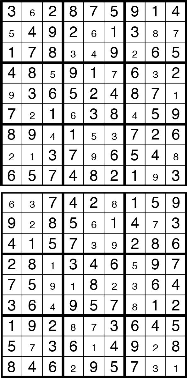 Solutions des sudokus du précédent numéro