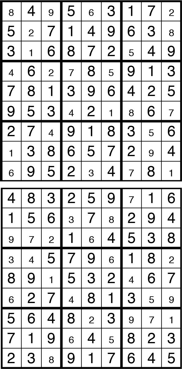 Solutions des sudokus du précédent numéro