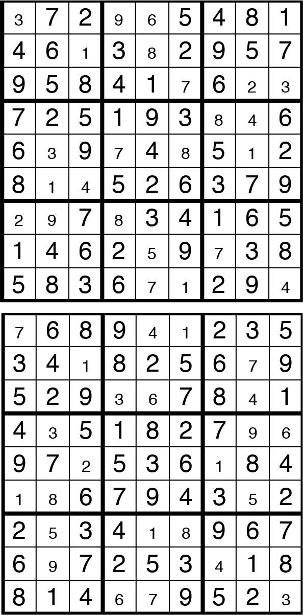 Solutions des sudokus du précédent numéro