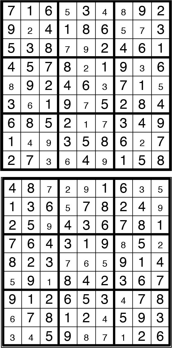 Solutions des sudokus du précédent numéro