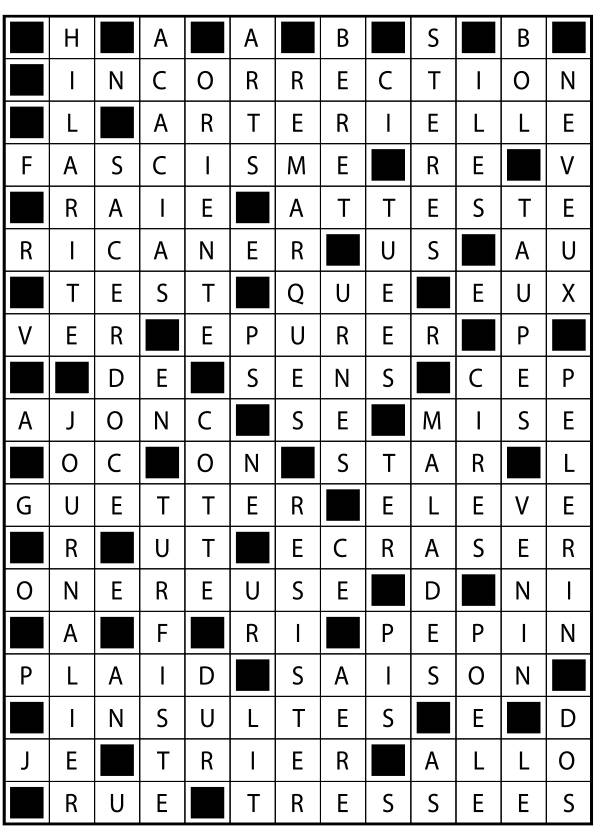 Solutions des mots fléchés du précédent numéro