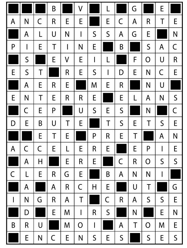 Solutions des mots fléchés du précédent numéro