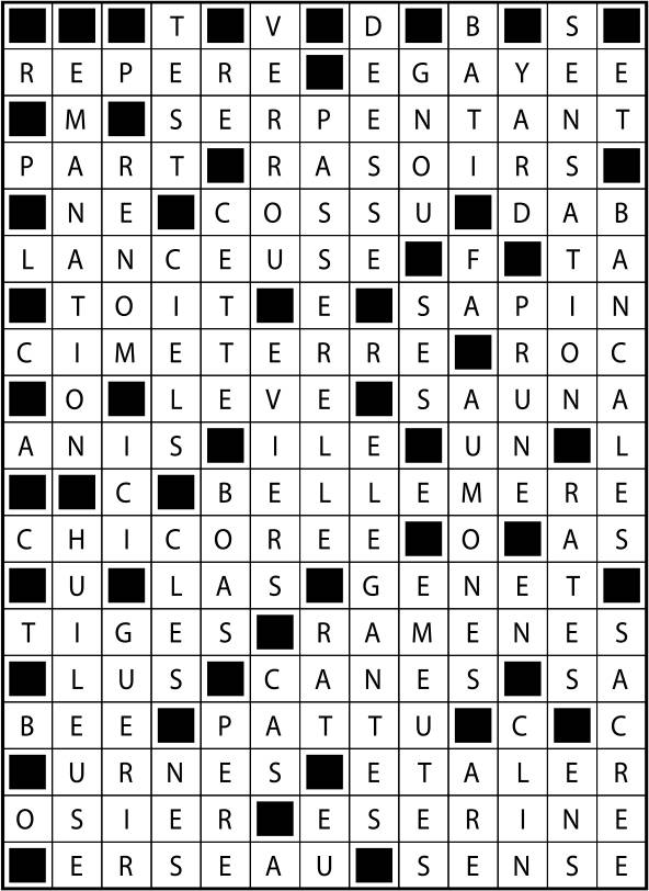 Solutions des mots fléchés du précédent numéro