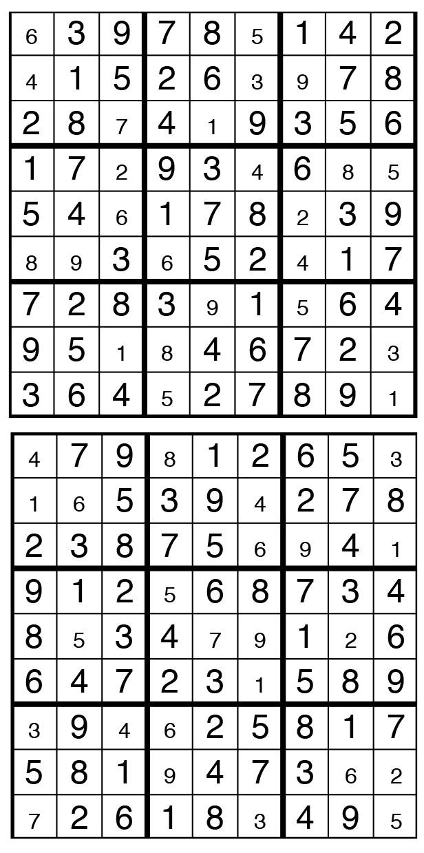 Solutions des sudokus du précédent numéro