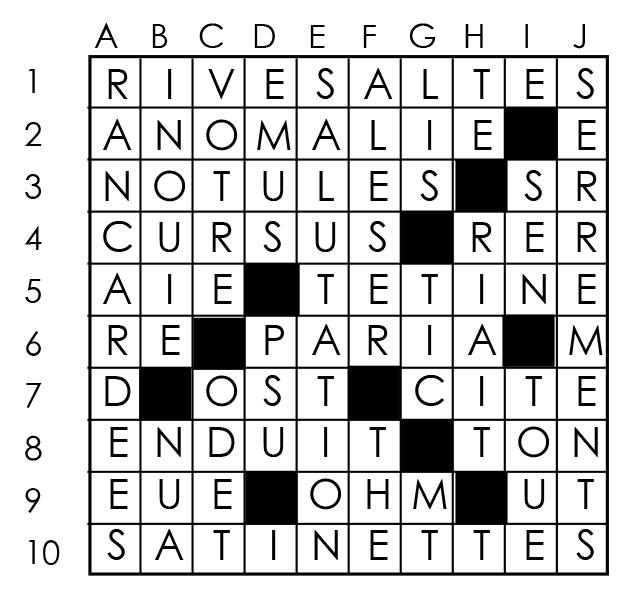 Solutions des mots croisés du précédent numéro