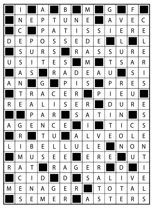 Solutions des mots fléchés du précédent numéro