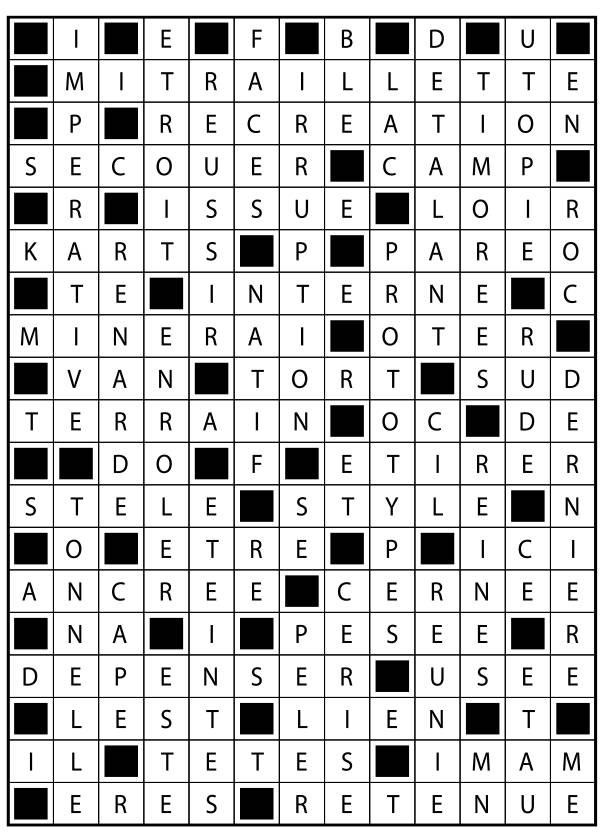 Solutions des mots fléchés du précédent numéro