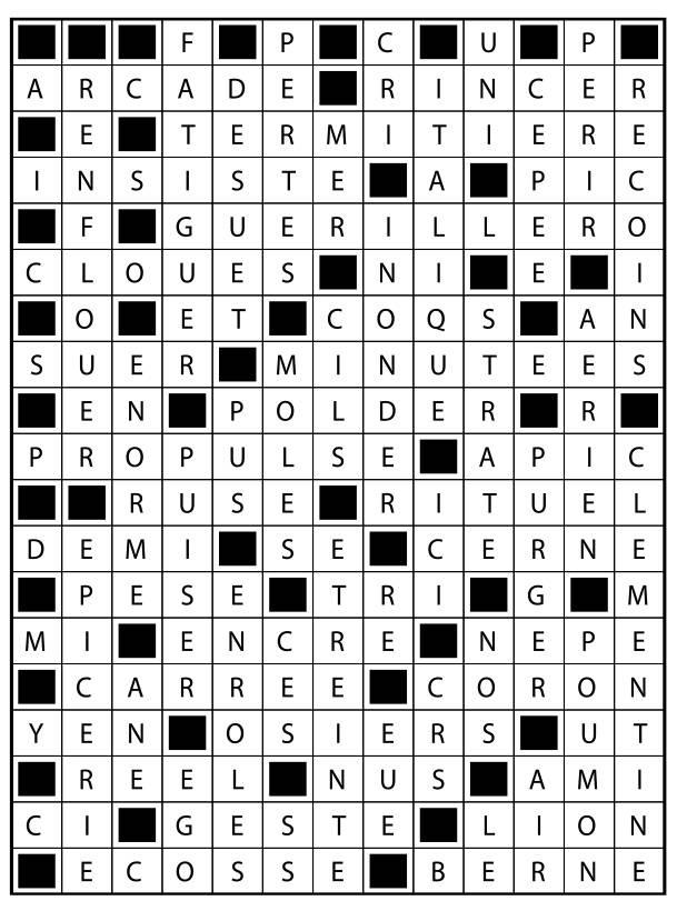Solutions des mots fléchés du précédent numéro