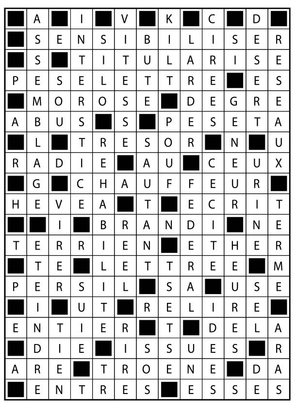 Solutions des mots fléchés du précédent numéro