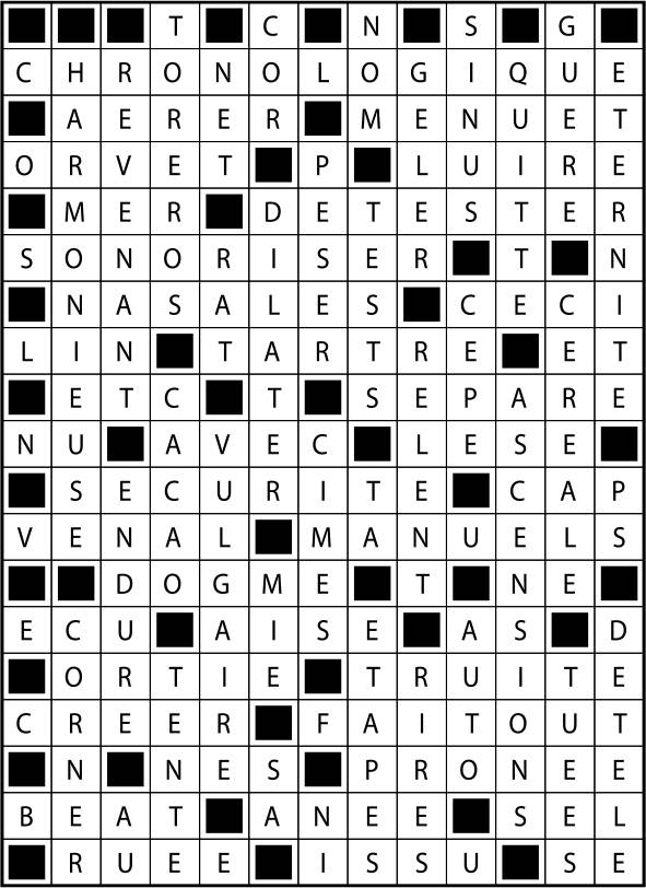 Solutions des mots fléchés du précédent numéro