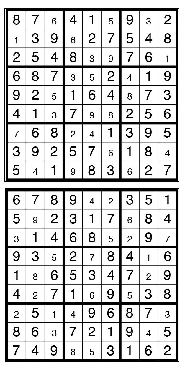 Solutions des sudokus du précédent numéro