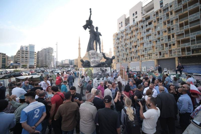 Rally begins in Beirut's Martyrs' Square to mark third anniversary of the revolution