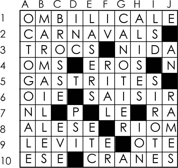 Solutions des mots croisés du précédent numéro