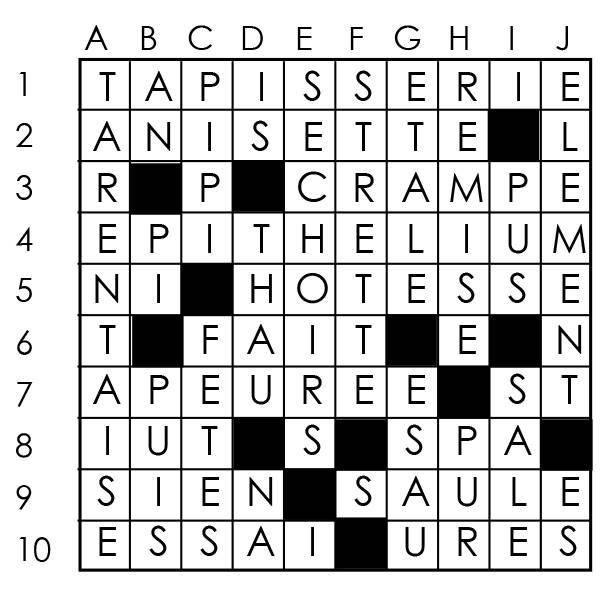 Solutions des mots croisés du précédent numéro