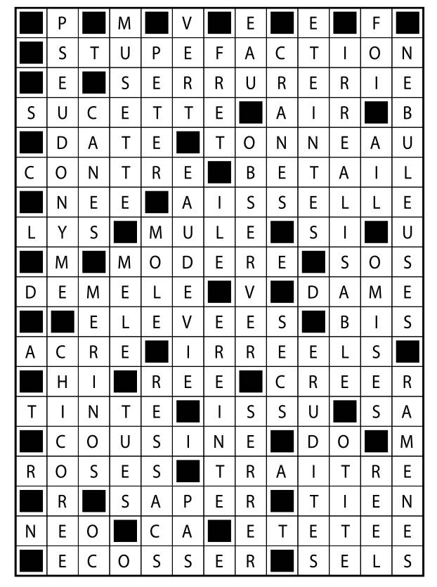 Solutions des mots fléchés du précédent numéro