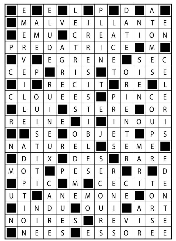 Solutions des mots fléchés du précédent numéro