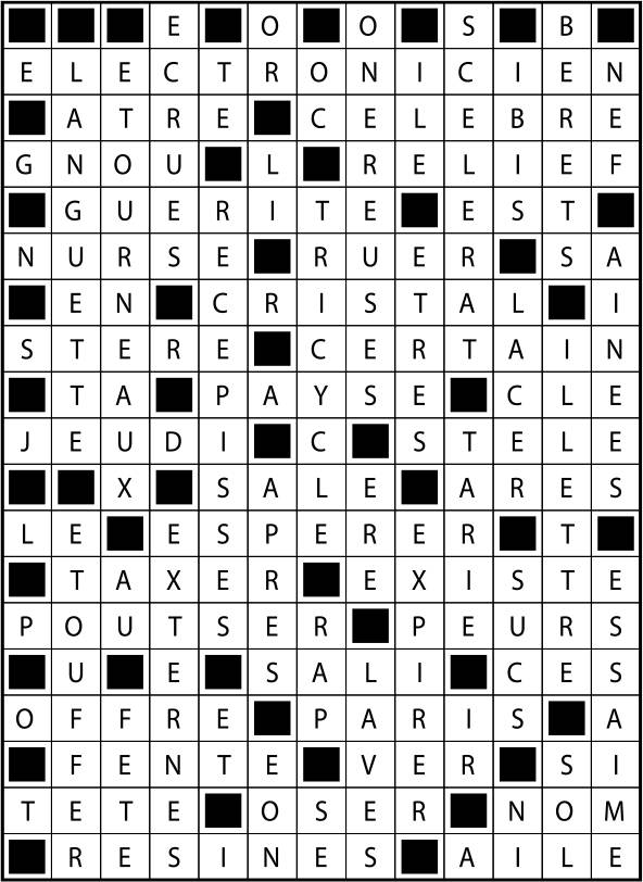 Solutions des mots fléchés du précédent numéro
