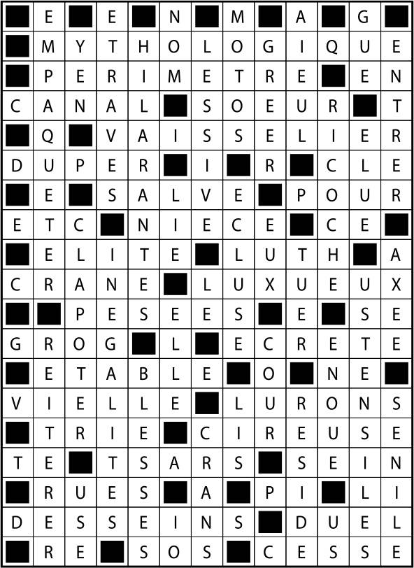 Solutions des mots fléchés du précédent numéro