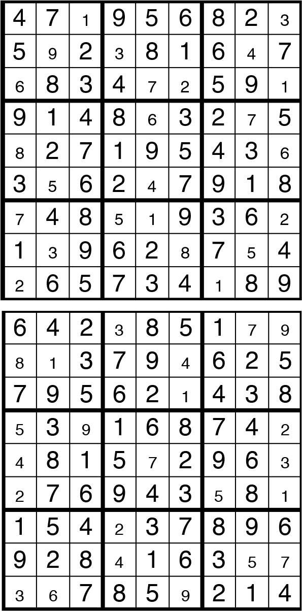 Solutions des sudokus du précédent numéro