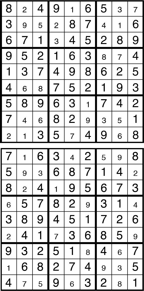 Solutions des sudokus du précédent numéro
