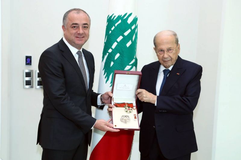 President Aoun awards Bou Saab for his mediation efforts
