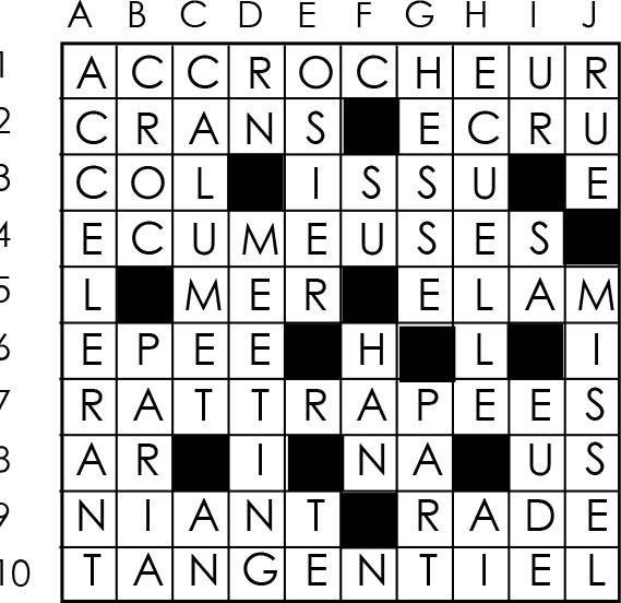 Solutions des mots croisés du précédent numéro