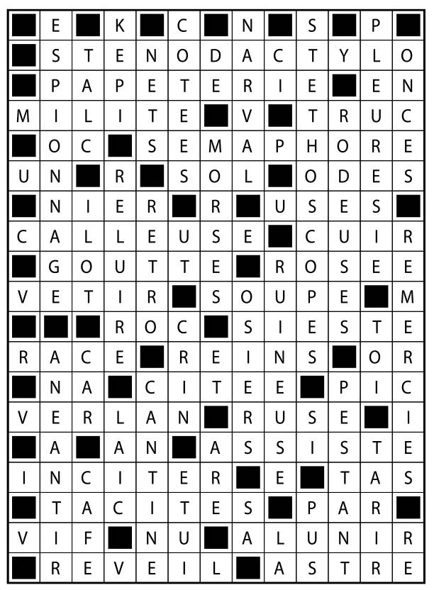 Solutions des mots fléchés du précédent numéro