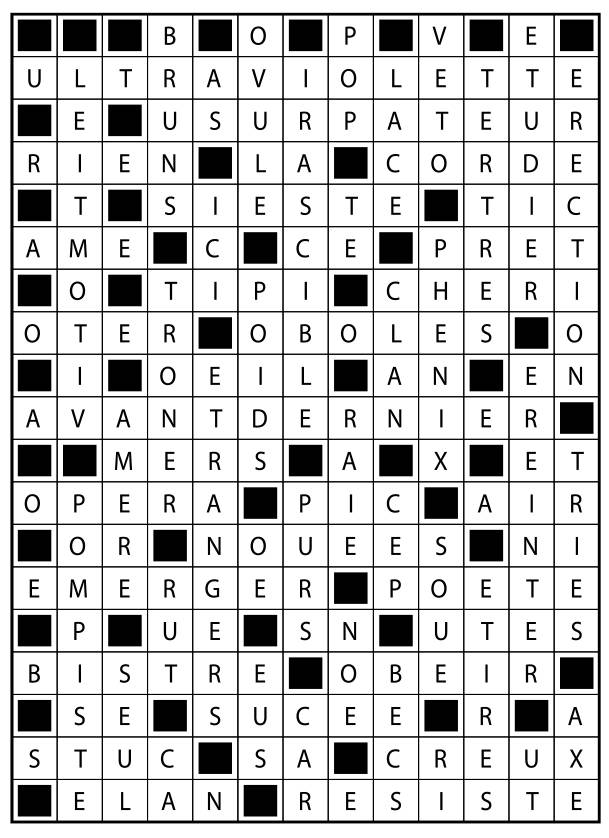 Solutions des mots fléchés du précédent numéro