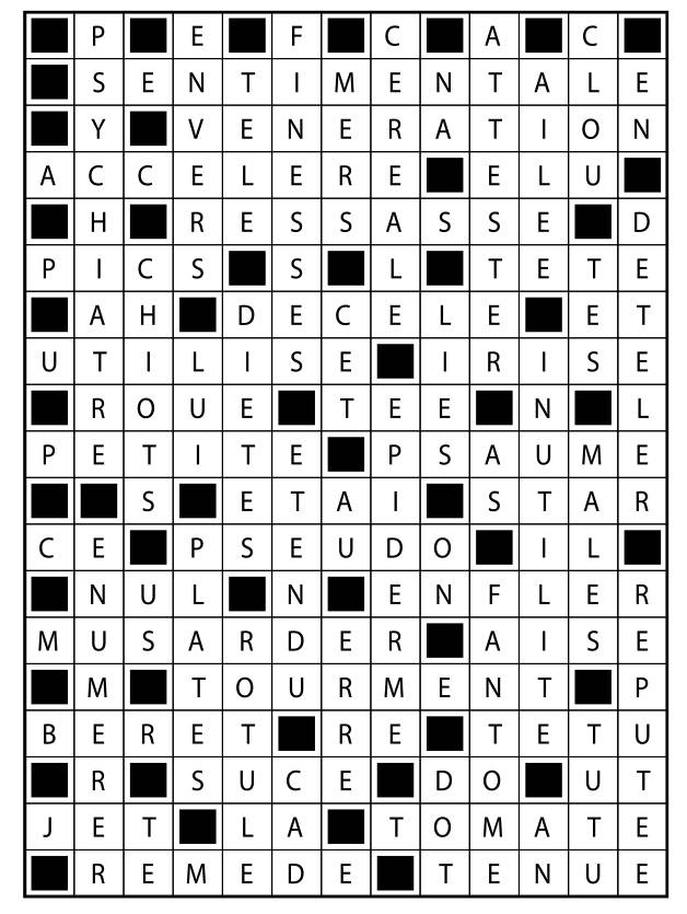 Solutions des mots fléchés du précédent numéro