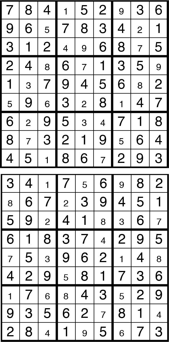 Solutions des sudokus du précédent numéro