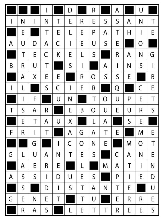 Solutions des mots fléchés du précédent numéro