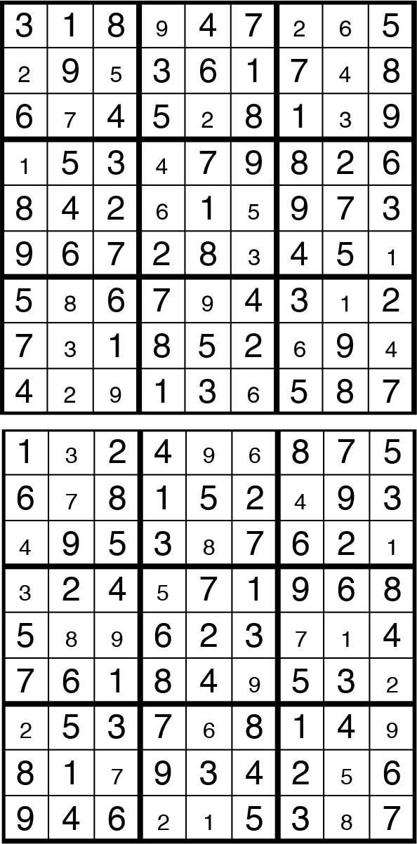 Solutions des sudokus du précédent numéro