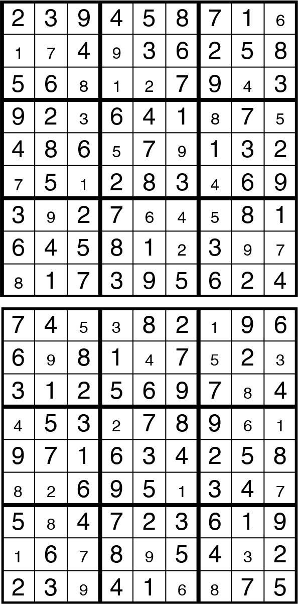 Solutions des sudokus du précédent numéro