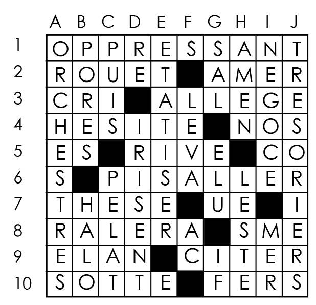 Solutions des mots croisés du précédent numéro