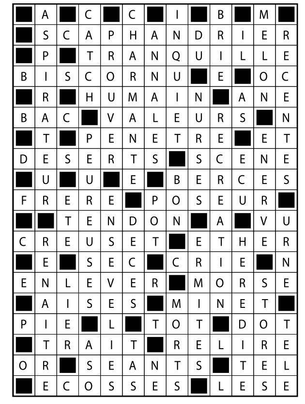 Solutions des mots fléchés du précédent numéro