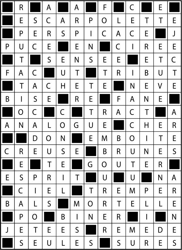 Solutions des mots fléchés du précédent numéro