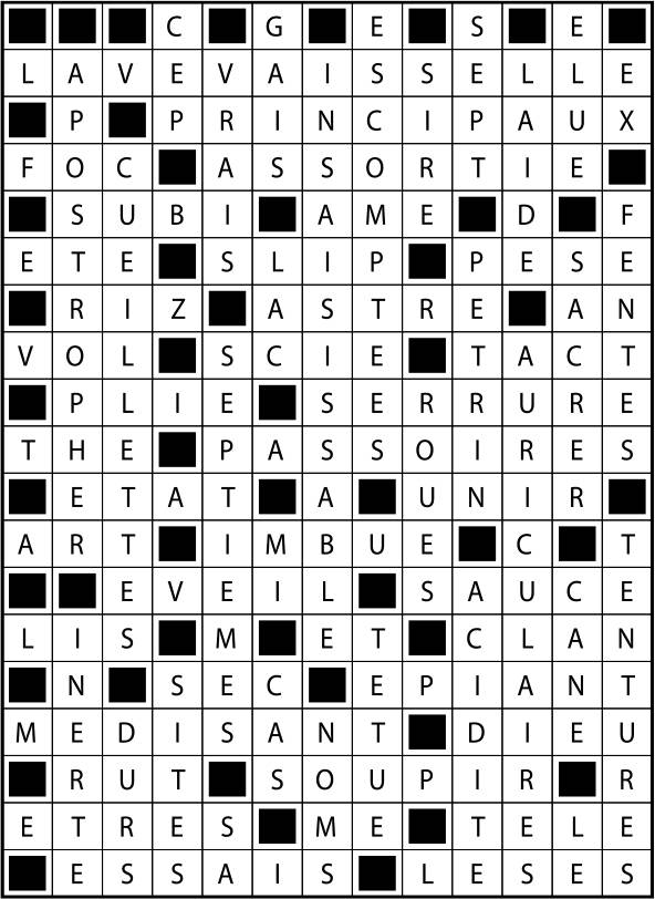 Solutions des mots fléchés du précédent numéro