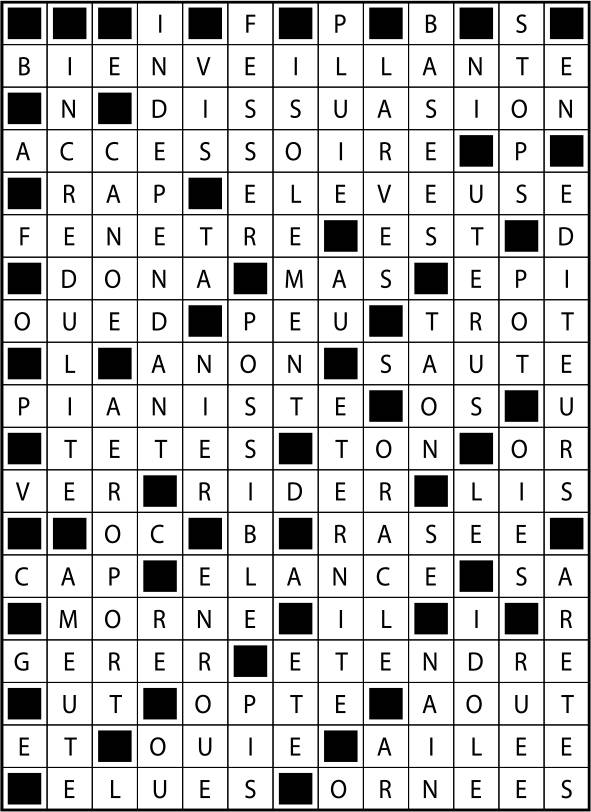 Solutions des mots fléchés du précédent numéro