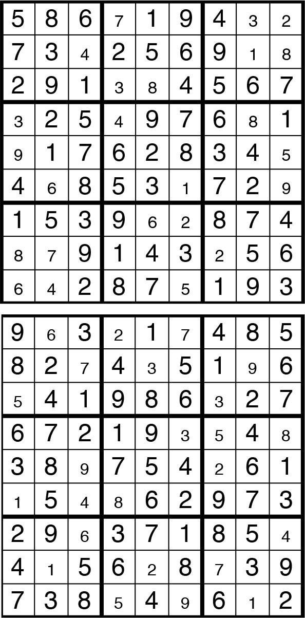 Solutions des sudokus du précédent numéro