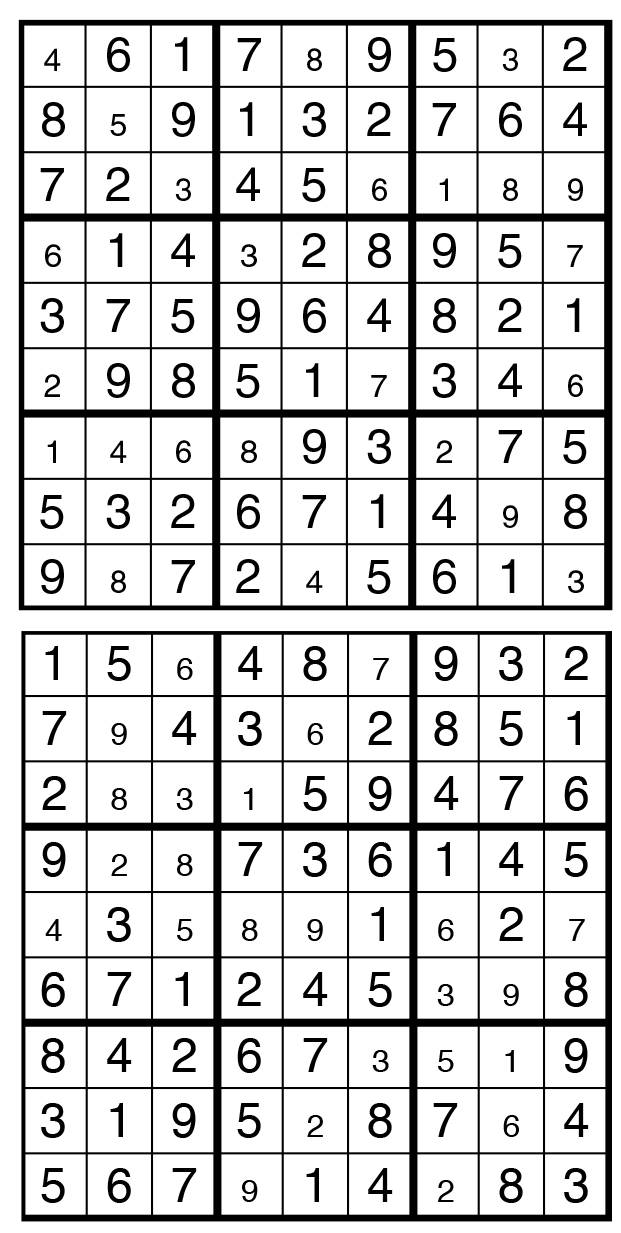 Solutions des sudokus du précédent numéro
