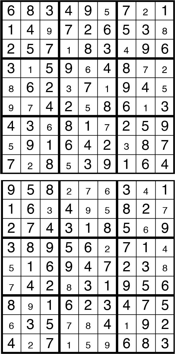 Solutions des sudokus du précédent numéro