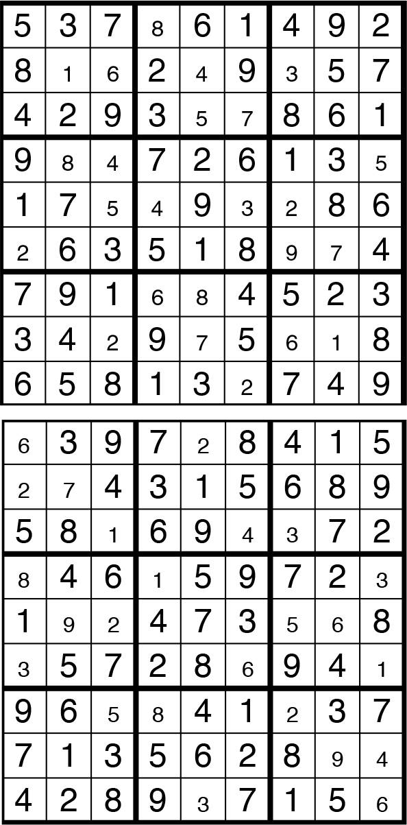 Solutions des sudokus du précédent numéro