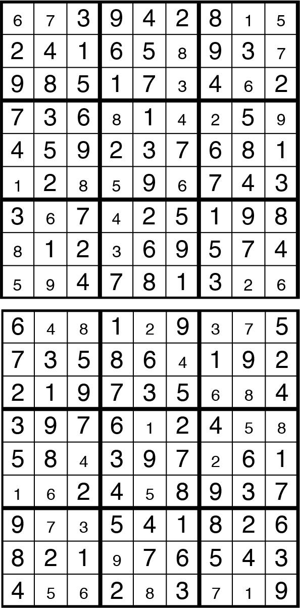 Solutions des sudokus du précédent numéro