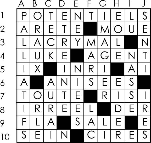 Solutions des mots croisés du précédent numéro