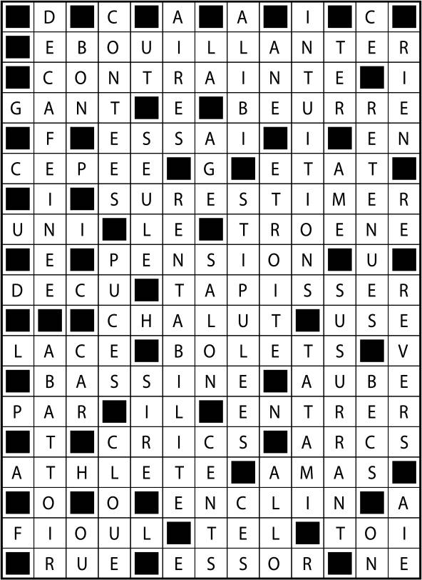 Solutions des mots fléchés du précédent numéro