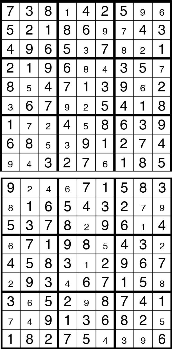 Solutions des sudokus du précédent numéro